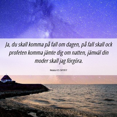 Picture 06 - Hosea 4:5 SV1917 - Ja, du skall komma på fall om dagen, på fall - Bible Verse Picture