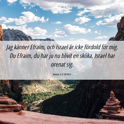 Picture 06 - Hosea 5:3 SV1917 - Jag känner Efraim, och Israel är icke fördold - Bible Verse Picture
