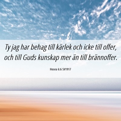 Picture 06 - Hosea 6:6 SV1917 - Ty jag har behag till kärlek och icke till - Bible Verse Picture