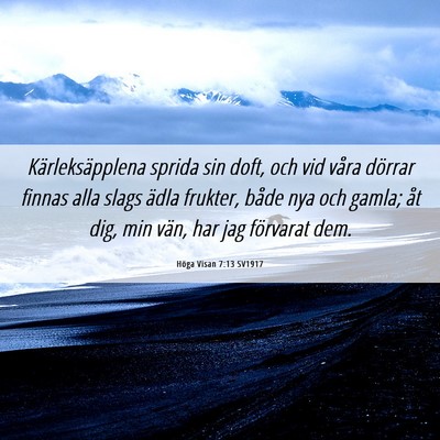 Picture 06 - Höga Visan 7:13 SV1917 - Kärleksäpplena sprida sin doft, och vid våra - Bible Verse Picture