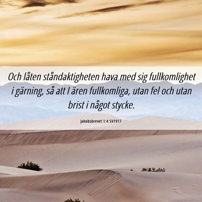 Picture 06 - Jakobsbrevet 1:4 SV1917 - Och låten ståndaktigheten hava med sig - Bible Verse Picture