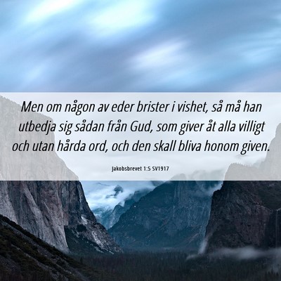 Picture 06 - Jakobsbrevet 1:5 SV1917 - Men om någon av eder brister i vishet, så må - Bible Verse Picture
