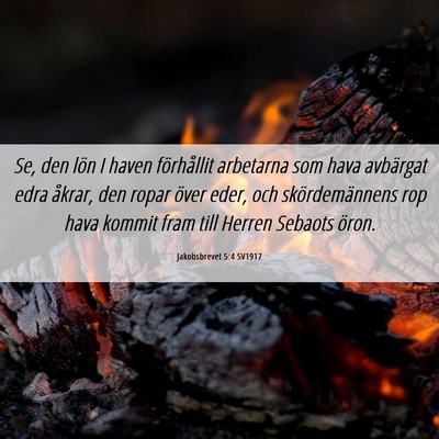 Picture 06 - Jakobsbrevet 5:4 SV1917 - Se, den lön I haven förhållit arbetarna som - Bible Verse Picture