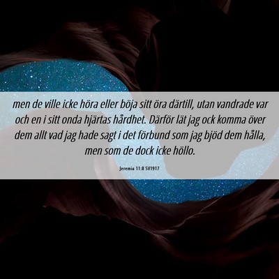 Picture 06 - Jeremia 11:8 SV1917 - men de ville icke höra eller böja sitt öra - Bible Verse Picture