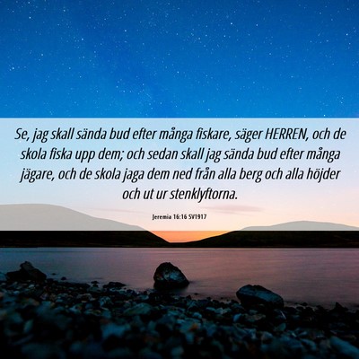 Picture 06 - Jeremia 16:16 SV1917 - Se, jag skall sända bud efter många fiskare, - Bible Verse Picture