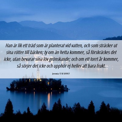 Picture 06 - Jeremia 17:8 SV1917 - Han är lik ett träd som är planterat vid - Bible Verse Picture
