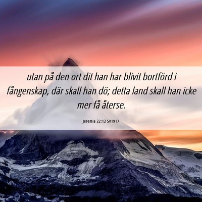 Picture 06 - Jeremia 22:12 SV1917 - utan på den ort dit han har blivit bortförd i - Bible Verse Picture