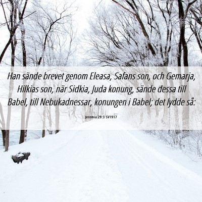 Picture 06 - Jeremia 29:3 SV1917 - Han sände brevet genom Eleasa, Safans son, och - Bible Verse Picture