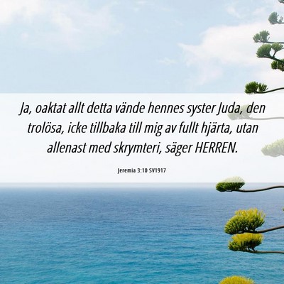 Picture 06 - Jeremia 3:10 SV1917 - Ja, oaktat allt detta vände hennes syster Juda, - Bible Verse Picture