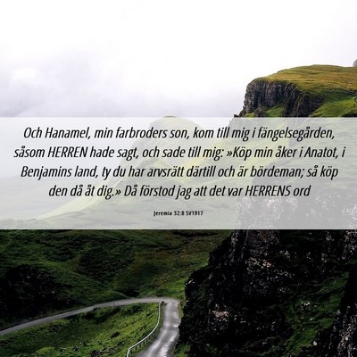 Picture 06 - Jeremia 32:8 SV1917 - Och Hanamel, min farbroders son, kom till mig i - Bible Verse Picture