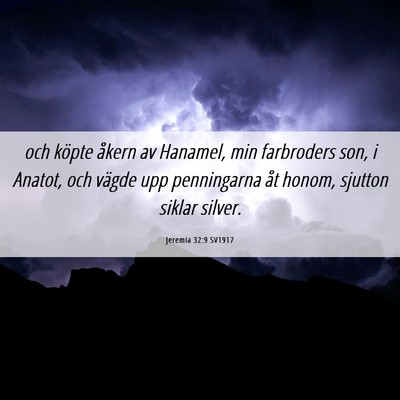 Picture 06 - Jeremia 32:9 SV1917 - och köpte åkern av Hanamel, min farbroders son, - Bible Verse Picture