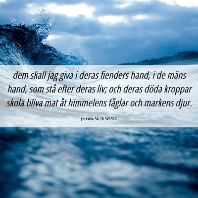 Picture 06 - Jeremia 34:20 SV1917 - dem skall jag giva i deras fienders hand, i de - Bible Verse Picture