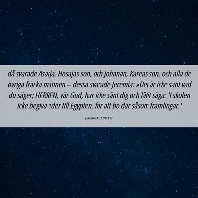 Picture 06 - Jeremia 43:2 SV1917 - då svarade Asarja, Hosajas son, och Johanan, - Bible Verse Picture