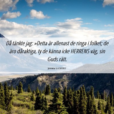 Picture 06 - Jeremia 5:4 SV1917 - Då tänkte jag: »Detta är allenast de ringa i - Bible Verse Picture