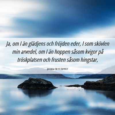 Picture 06 - Jeremia 50:11 SV1917 - Ja, om I än glädjens och fröjden eder, I som - Bible Verse Picture
