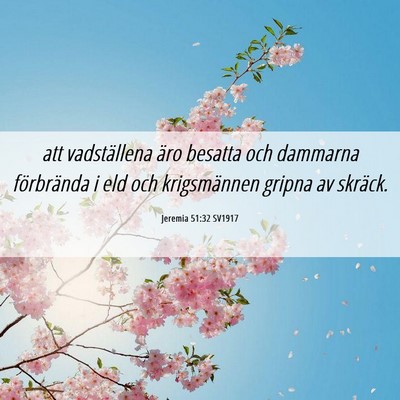 Picture 06 - Jeremia 51:32 SV1917 - att vadställena äro besatta och dammarna - Bible Verse Picture