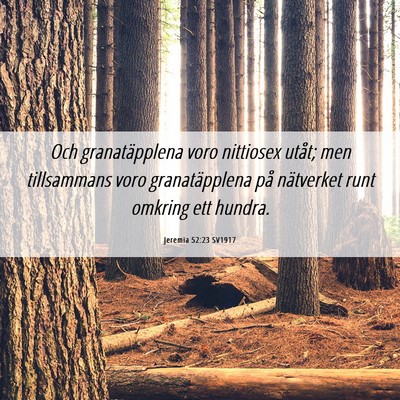 Picture 06 - Jeremia 52:23 SV1917 - Och granatäpplena voro nittiosex utåt; men - Bible Verse Picture