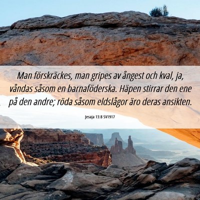 Picture 06 - Jesaja 13:8 SV1917 - Man förskräckes, man gripes av ångest och - Bible Verse Picture