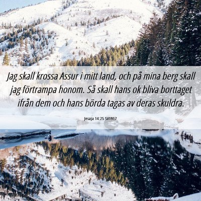 Picture 06 - Jesaja 14:25 SV1917 - Jag skall krossa Assur i mitt land, och på mina - Bible Verse Picture
