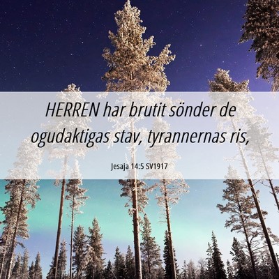 Picture 06 - Jesaja 14:5 SV1917 - HERREN har brutit sönder de ogudaktigas stav, - Bible Verse Picture