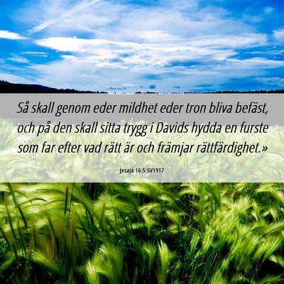 Picture 06 - Jesaja 16:5 SV1917 - Så skall genom eder mildhet eder tron bliva - Bible Verse Picture