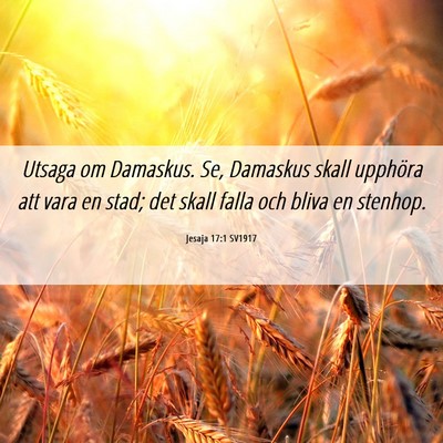 Picture 06 - Jesaja 17:1 SV1917 - Utsaga om Damaskus. Se, Damaskus skall upphöra - Bible Verse Picture