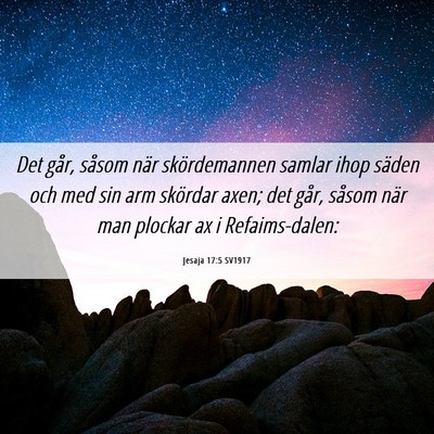 Picture 06 - Jesaja 17:5 SV1917 - Det går, såsom när skördemannen samlar ihop - Bible Verse Picture