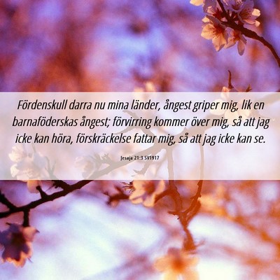 Picture 06 - Jesaja 21:3 SV1917 - Fördenskull darra nu mina länder, ångest - Bible Verse Picture