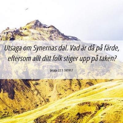 Picture 06 - Jesaja 22:1 SV1917 - Utsaga om Synernas dal. Vad är då på färde, - Bible Verse Picture