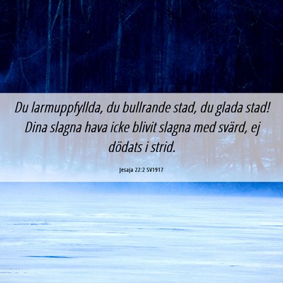 Picture 06 - Jesaja 22:2 SV1917 - Du larmuppfyllda, du bullrande stad, du glada - Bible Verse Picture