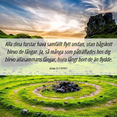 Picture 06 - Jesaja 22:3 SV1917 - Alla dina furstar hava samfällt flytt undan, - Bible Verse Picture