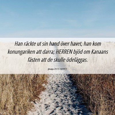 Picture 06 - Jesaja 23:11 SV1917 - Han räckte ut sin hand över havet, han kom - Bible Verse Picture