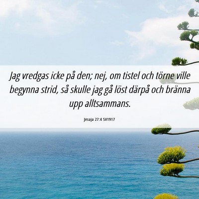 Picture 06 - Jesaja 27:4 SV1917 - Jag vredgas icke på den; nej, om tistel och - Bible Verse Picture