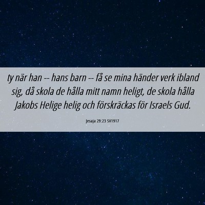 Picture 06 - Jesaja 29:23 SV1917 - ty när han -- hans barn -- få se mina händer - Bible Verse Picture