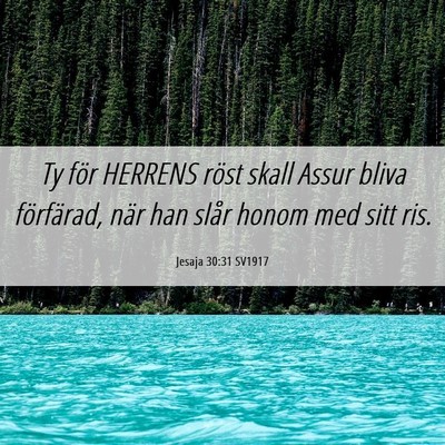 Picture 06 - Jesaja 30:31 SV1917 - Ty för HERRENS röst skall Assur bliva - Bible Verse Picture