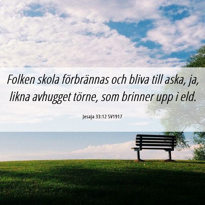 Picture 06 - Jesaja 33:12 SV1917 - Folken skola förbrännas och bliva till aska, - Bible Verse Picture