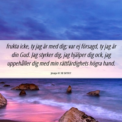 Picture 06 - Jesaja 41:10 SV1917 - frukta icke, ty jag är med dig; var ej försagd, - Bible Verse Picture