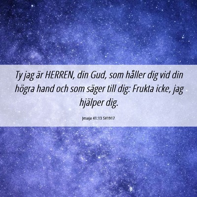 Picture 06 - Jesaja 41:13 SV1917 - Ty jag är HERREN, din Gud, som håller dig vid - Bible Verse Picture