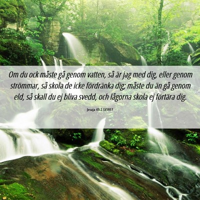 Picture 06 - Jesaja 43:2 SV1917 - Om du ock måste gå genom vatten, så är jag - Bible Verse Picture
