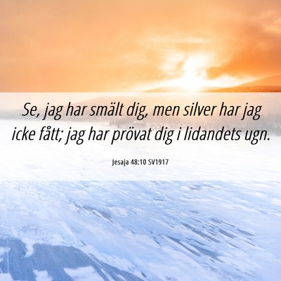 Picture 06 - Jesaja 48:10 SV1917 - Se, jag har smält dig, men silver har jag icke - Bible Verse Picture