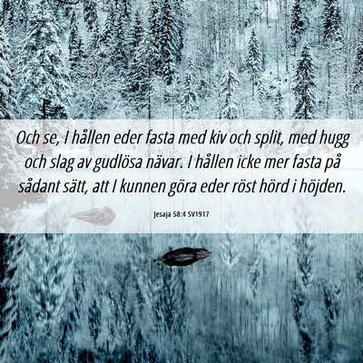 Picture 06 - Jesaja 58:4 SV1917 - Och se, I hållen eder fasta med kiv och split, - Bible Verse Picture