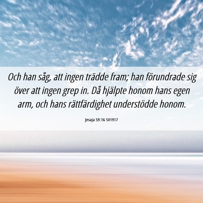 Picture 06 - Jesaja 59:16 SV1917 - Och han såg, att ingen trädde fram; han - Bible Verse Picture