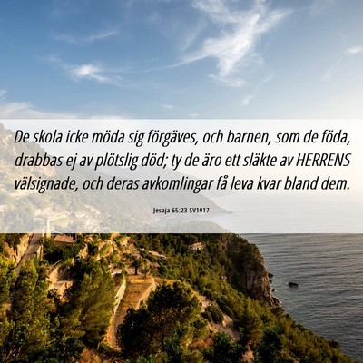 Picture 06 - Jesaja 65:23 SV1917 - De skola icke möda sig förgäves, och barnen, - Bible Verse Picture
