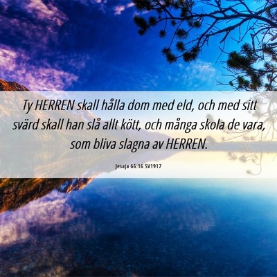 Picture 06 - Jesaja 66:16 SV1917 - Ty HERREN skall hålla dom med eld, och med sitt - Bible Verse Picture