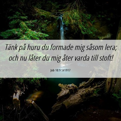 Picture 06 - Job 10:9 SV1917 - Tänk på huru du formade mig såsom lera; och nu - Bible Verse Picture