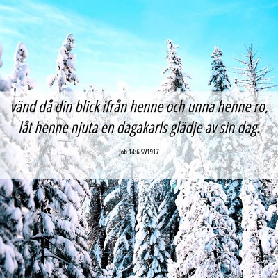 Picture 06 - Job 14:6 SV1917 - vänd då din blick ifrån henne och unna henne - Bible Verse Picture