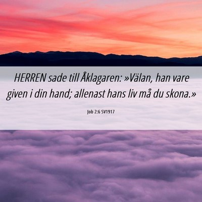 Picture 06 - Job 2:6 SV1917 - HERREN sade till Åklagaren: »Välan, han vare - Bible Verse Picture