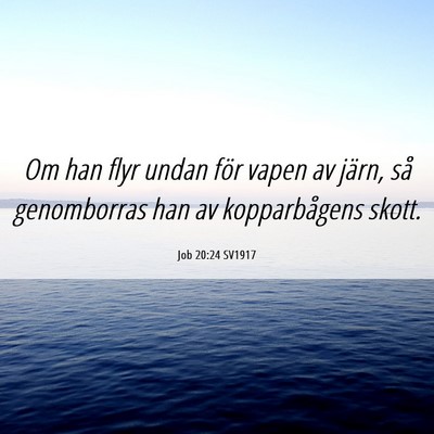 Picture 06 - Job 20:24 SV1917 - Om han flyr undan för vapen av järn, så - Bible Verse Picture