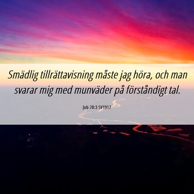 Picture 06 - Job 20:3 SV1917 - Smädlig tillrättavisning måste jag höra, och - Bible Verse Picture