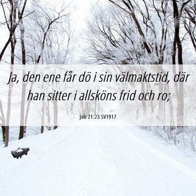 Picture 06 - Job 21:23 SV1917 - Ja, den ene får dö i sin välmaktstid, där han - Bible Verse Picture